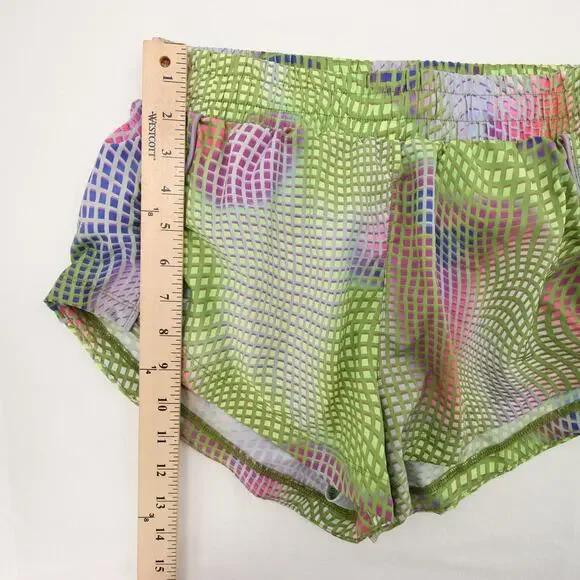 Fabletics Shorts Green Pink Multicolor Mid Rise Running Zipper Pocket XS NWT - Picture 3 of 14